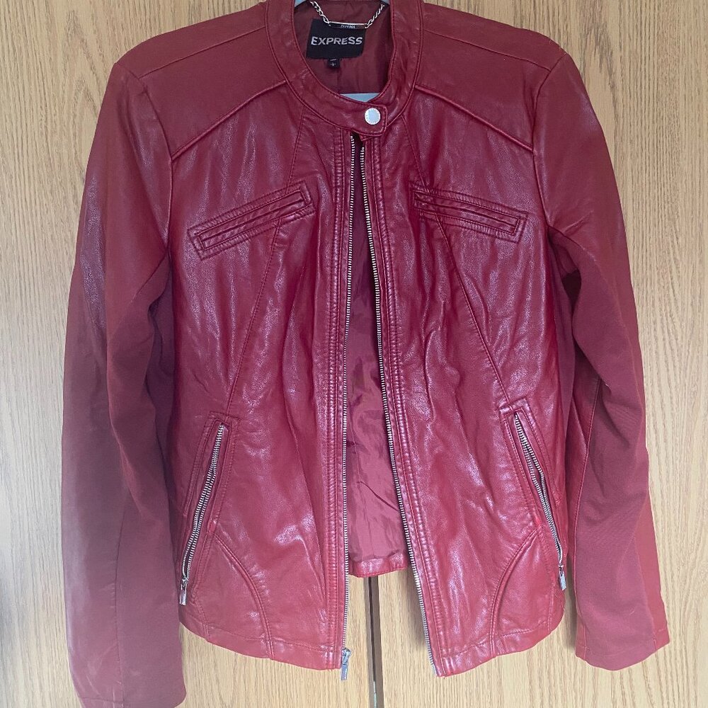Express Vegan Leather Jacket -- Red
